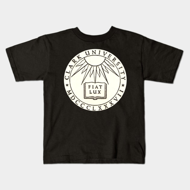 1953 Clark University Logo - Worcester, MA Kids T-Shirt by EphemeraKiosk